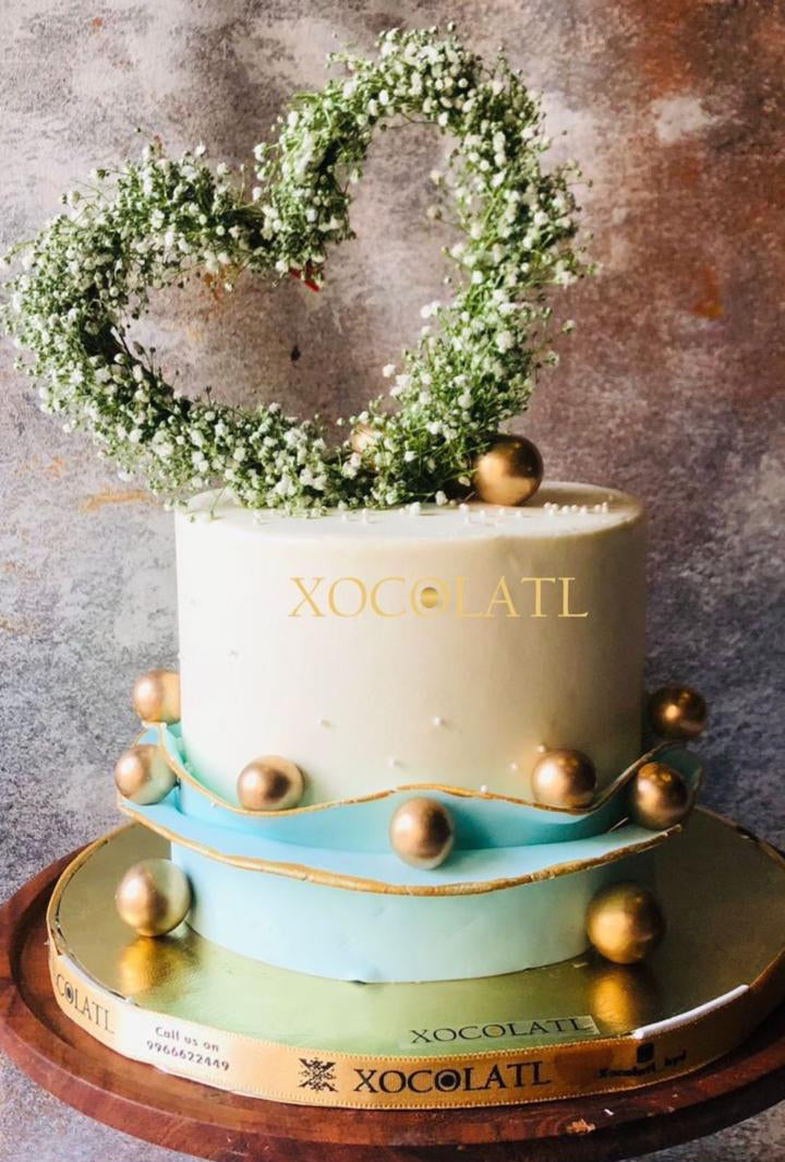 Blue Heart Birthday Cake