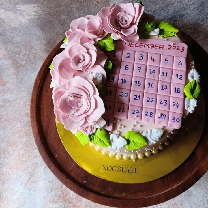 Date to Remember Floral Calendar Cake