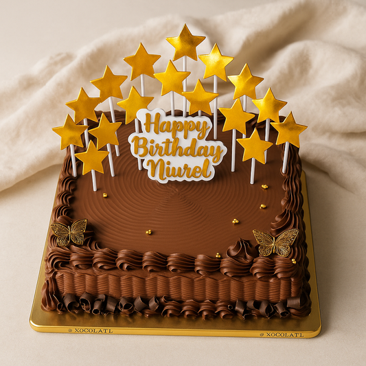 Golden Star Chocolate Truffle Birthday Cake