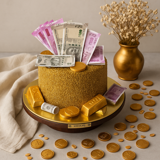 Golden Money Bills Cake