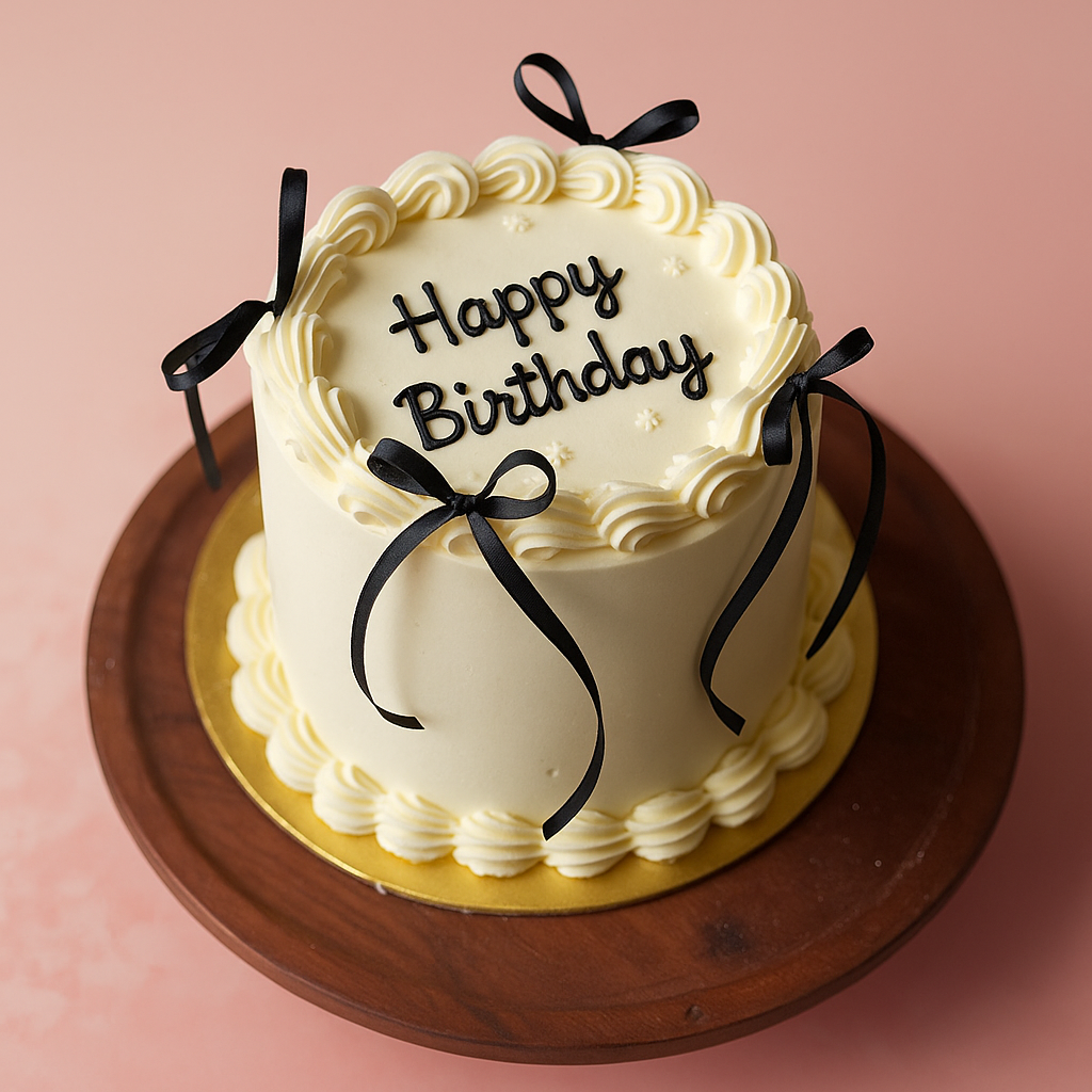 Chic Bow Tied Vintage Cake