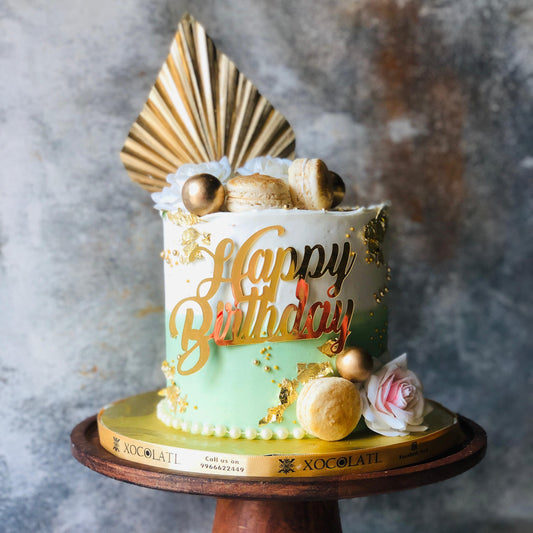 Mint Gold Macron Cake