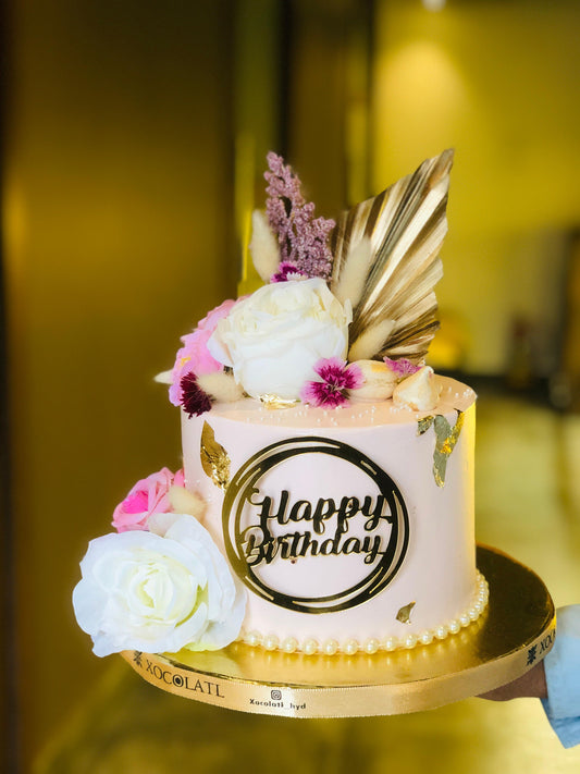 Pink Bloom Birthday Cake