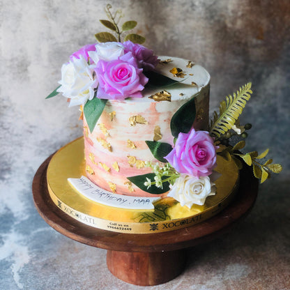 Golden Garden Floral Cake