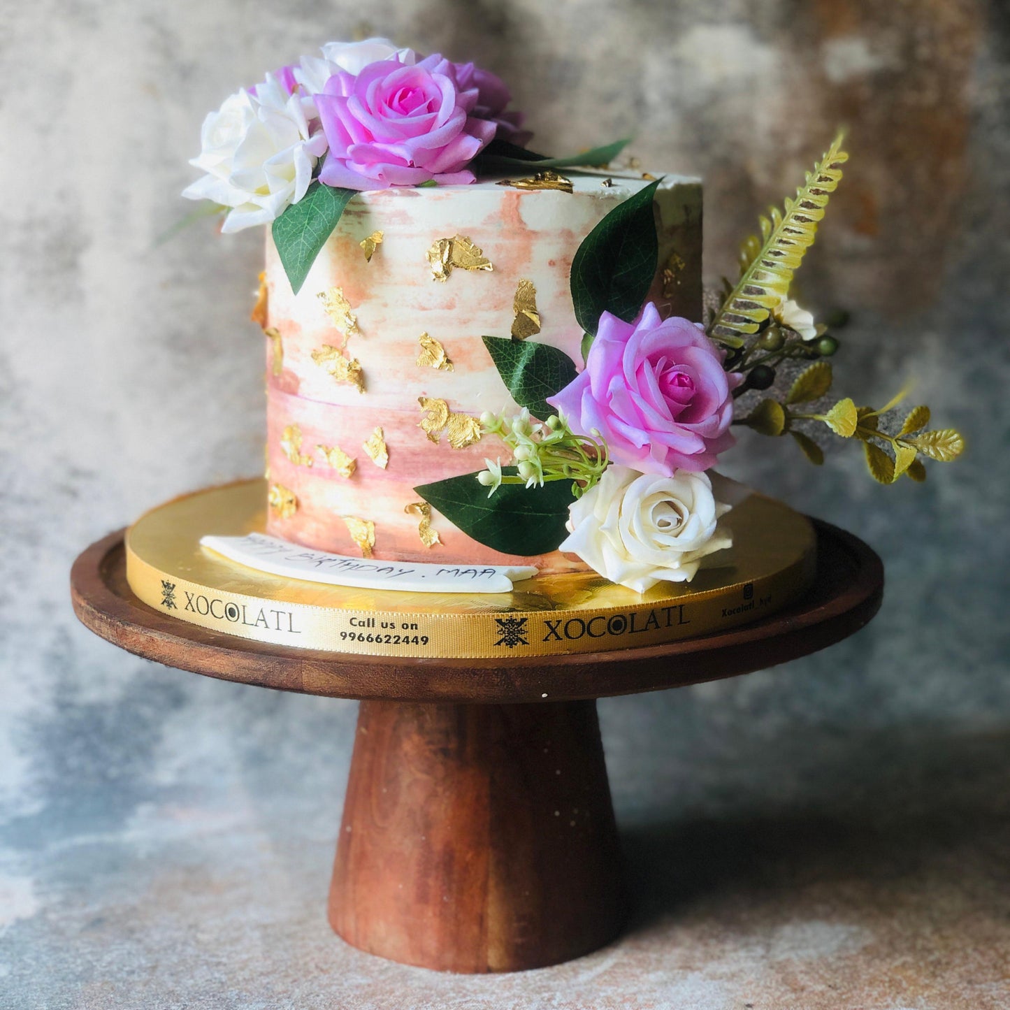 Golden Garden Floral Cake