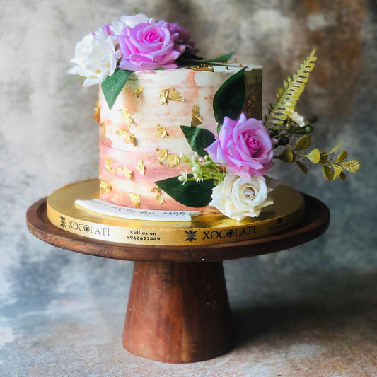 Golden Garden Floral Cake