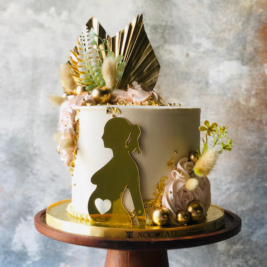 Golden Bloom Mom-To-Be Cake