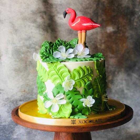 Tropical Flamingo Jungle Cake