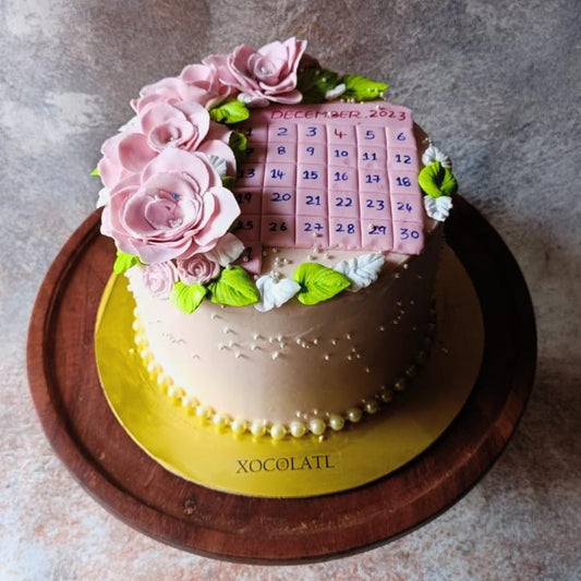 Date to Remember Floral Calendar Cake